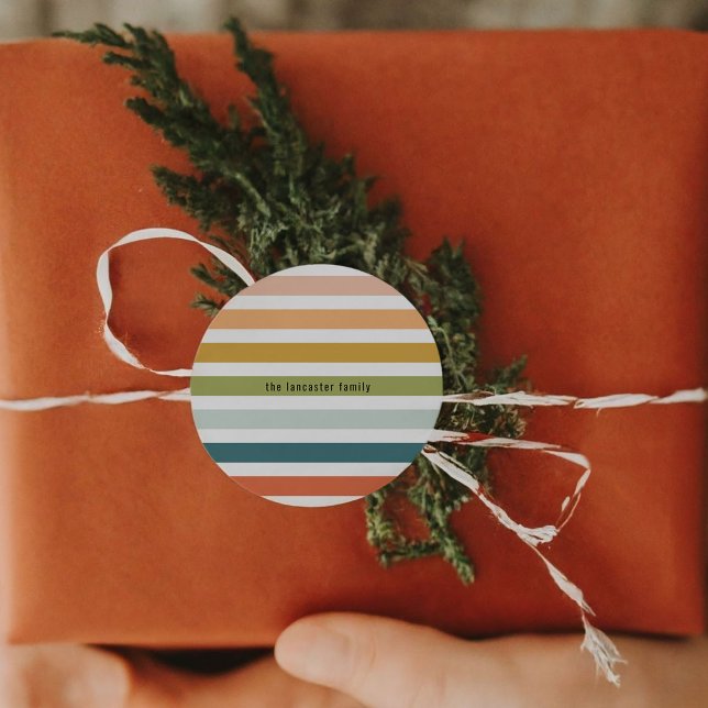 Colourful Stripes Classic Round Sticker (Colorful Stripes Classic Round Sticker)