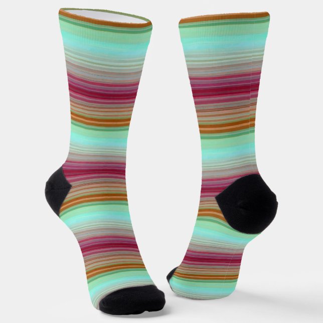 Colourful Stripes Colours Pattern Socks (Angled)