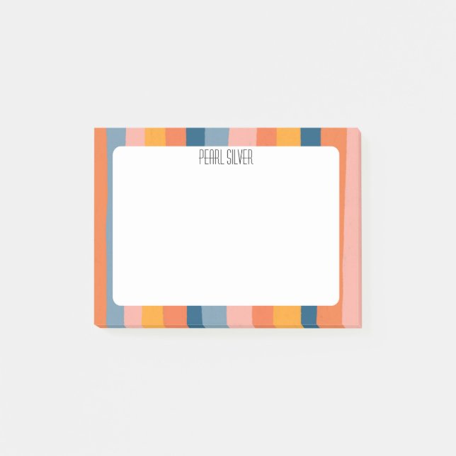 Colourful Stripes CUSTOM Chic Monogram Personalise Post-it Notes (Front)