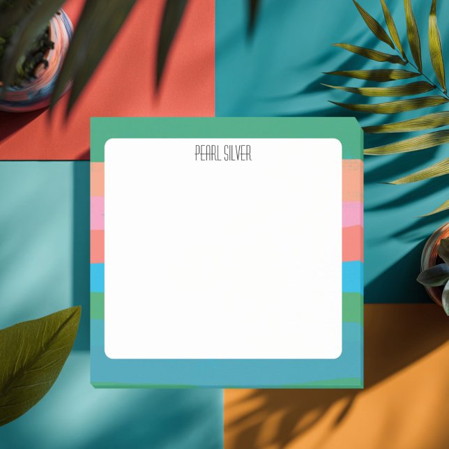 Colourful Stripes CUSTOM Chic Monogram Personalise Post-it Notes (Colorful Stripes CUSTOM Chic Monogram Personalized Post-it Notes
)