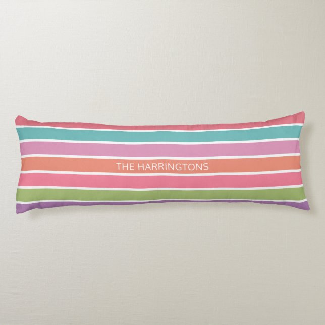 Colourful Stripes custom name body pillow (Back)