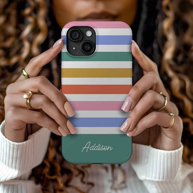 Colourful Stripes Custom Name Case-Mate iPhone Case (Creator Uploaded)
