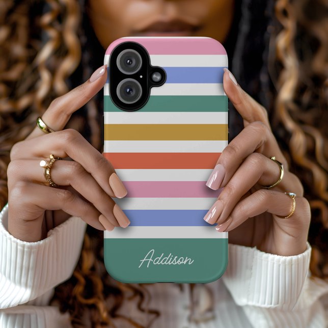 Colourful Stripes Custom Name Case-Mate iPhone Case (Creator Uploaded)