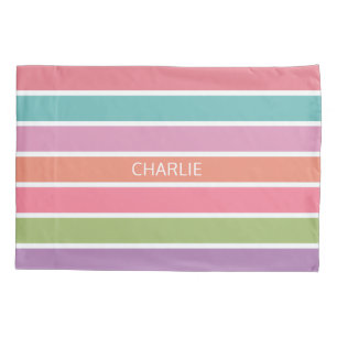Colourful Stripes custom name pillowcases