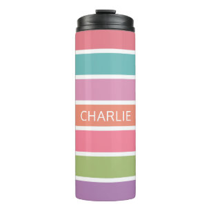 Colourful Stripes custom name tumbler