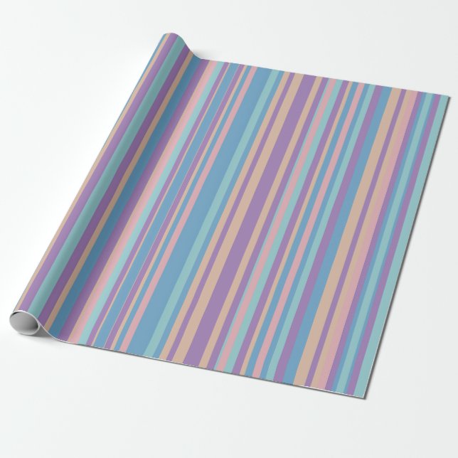 Colourful Stripes Danish Pastel Pattern Wrapping Paper (Unrolled)