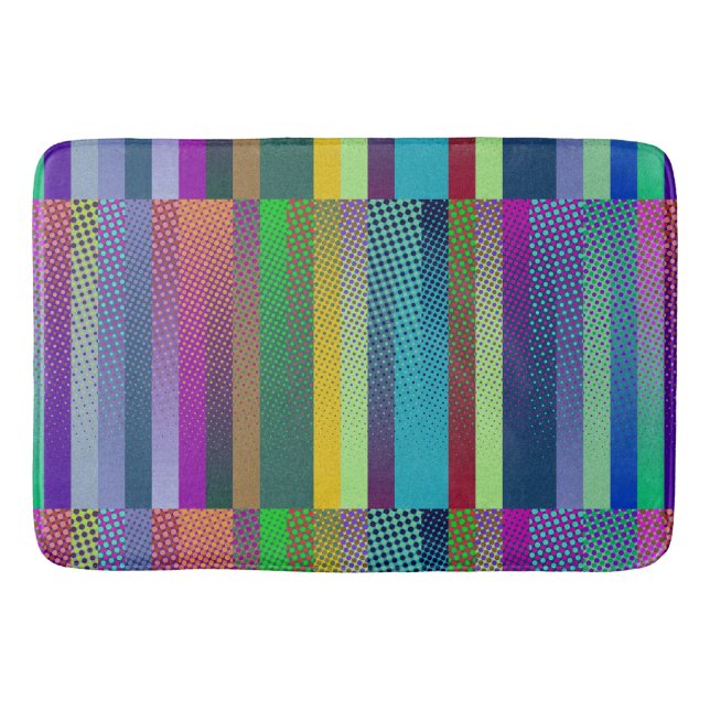 Colourful Stripes & Dots Pattern + your ideas Bath Mat (Front)
