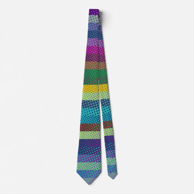 Colourful Stripes & Dots Pattern + your ideas Tie (Front)