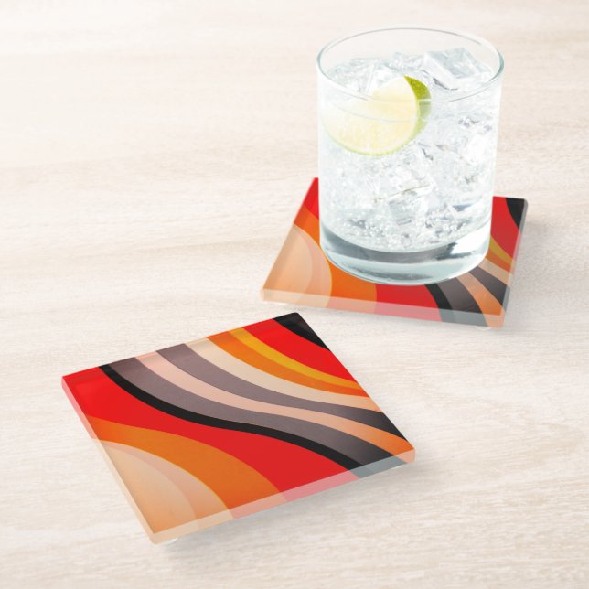 Colourful Stripes Glass Coaster (Angled)