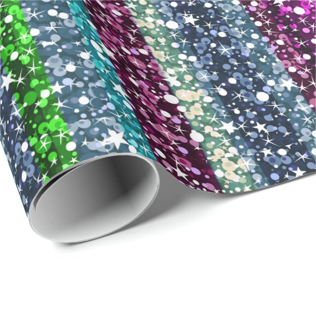 Colourful Stripes Glitter Pattern Wrapping Paper (Roll Corner)