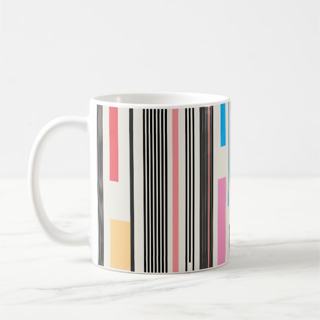 Colourful Stripes: Graphic Pattern Mix Coffee Mug (Left)