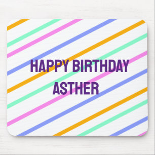 Colourful stripes happy birthday add name chevron mouse pad
