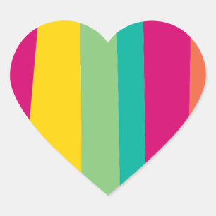 colourful stripes heart sticker