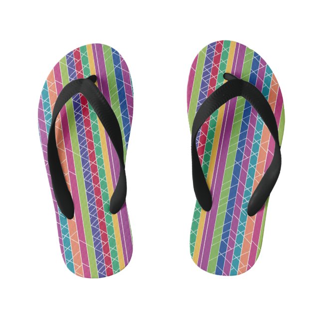 Colourful Stripes Kid's Thongs (Footbed)