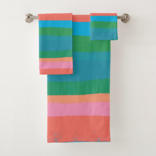 Colourful Stripes Lines Abstract Pattern Bath Towel Set