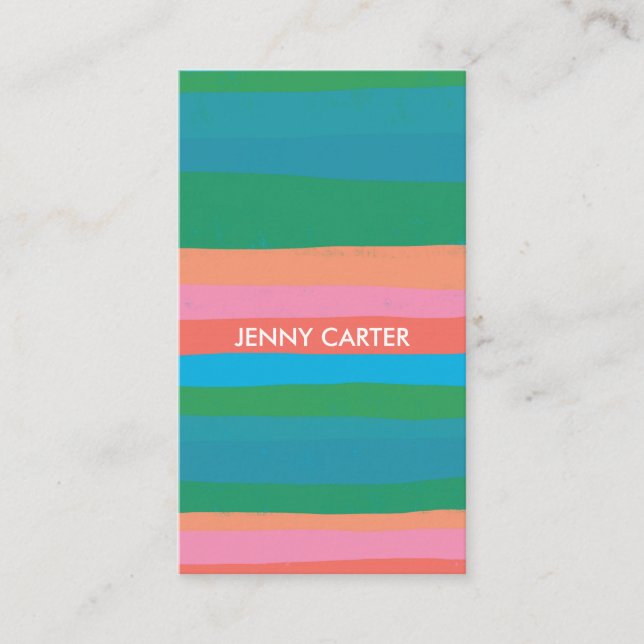 Colourful Stripes Minimalist Cool Business Card (Front)