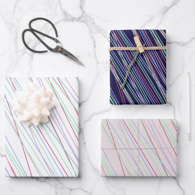 Colourful Stripes Minimalistic Pattern Wrapping Paper Sheet (Front)