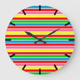 Colourful Stripes Modern Large Clock