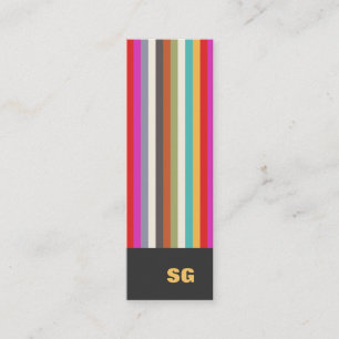 Colourful Stripes Monogram Mini Business Card