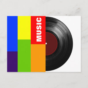 colourful stripes music vinyl postcard