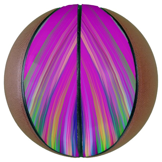 Colourful stripes on fuchsia background, modern  basketball (Vertical)