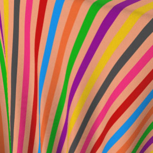 Colourful Stripes On Orange Pattern Design Fabric