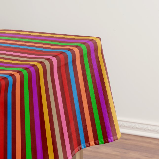 Colourful Stripes On Red Pattern Design  Tablecloth (In Situ)