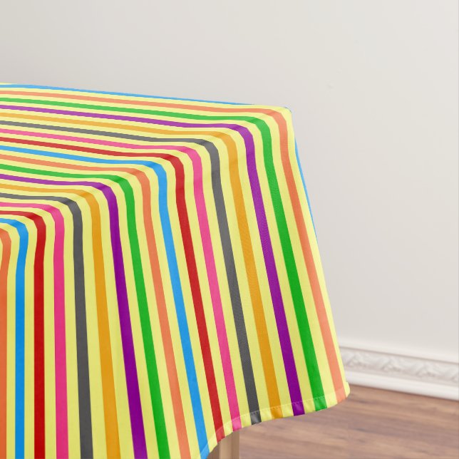 Colourful Stripes On Yellow Pattern Design  Tablecloth (In Situ)