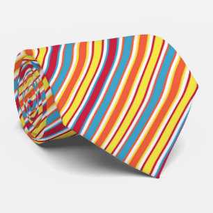 Colourful Stripes Orange, Blue, Yellow, Red, White Tie