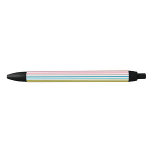 Colourful Stripes Pattern-93861 Black Ink Pen