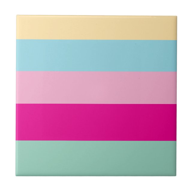 Colourful Stripes Pattern Ceramic Tile (Front)