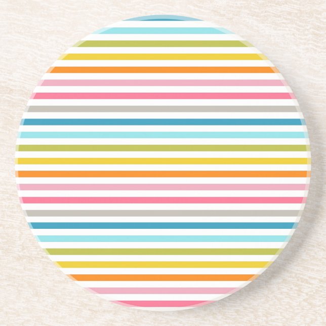 Colourful Stripes Pattern Coaster (Front)