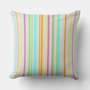 Colourful Stripes Pattern Cust. Grey Throw Pillow