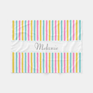 Colourful Stripes Pattern Custom Name Fleece Blanket