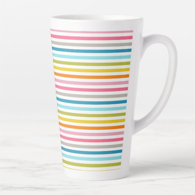 Colourful Stripes Pattern Latte Mug (Right)