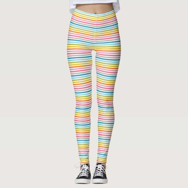 Colourful Stripes Pattern Leggings (Front)
