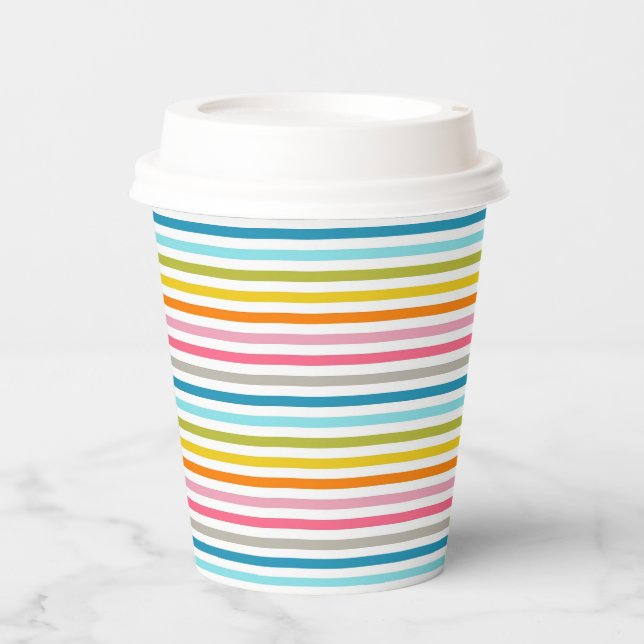 Colourful Stripes Pattern Paper Cups (Front)
