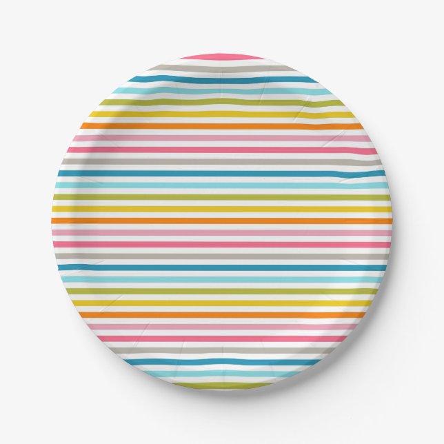 Colourful Stripes Pattern Paper Plate (Front)