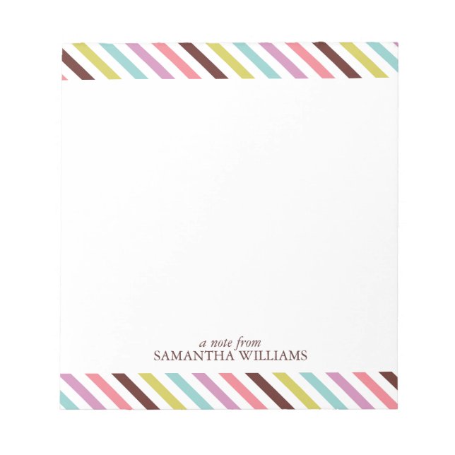 Colourful Stripes Pattern Personalised Notepad (Front)