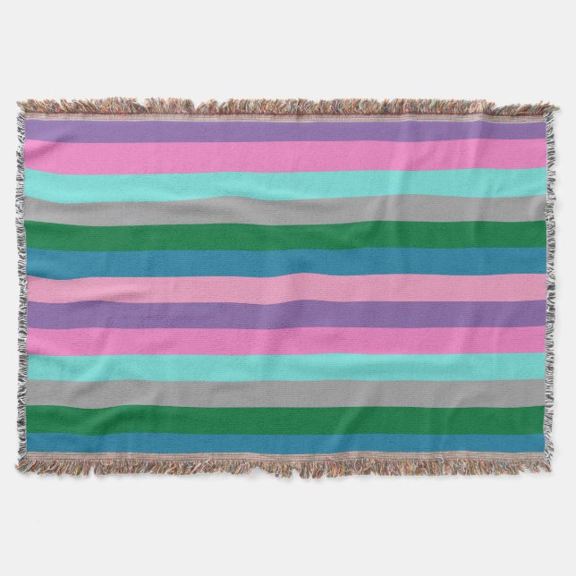 Colourful stripes pattern throw blanket (Front)