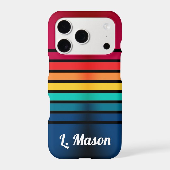 Colourful Stripes Pattern With Personalised Name (Back)