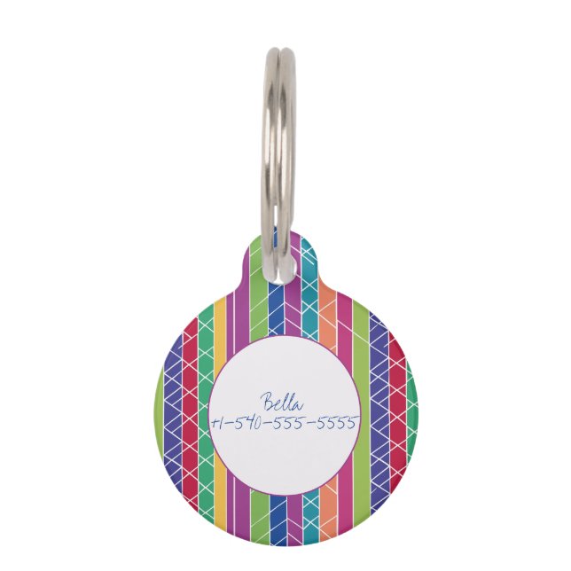 Colourful Stripes Pet Tag (Front)