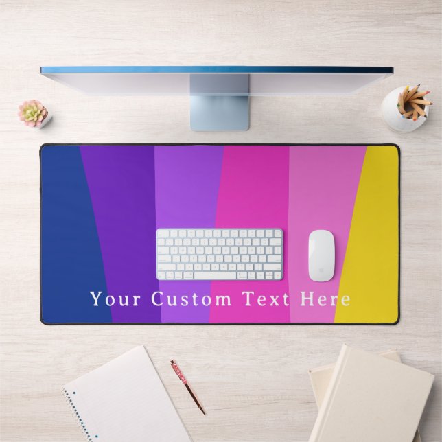 Colourful Stripes Pink Yellow Custom Text Desk Mat (Office 1)