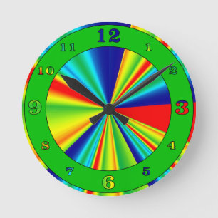 Colourful Stripes Pinwheel Round Clock