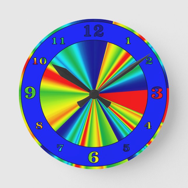 Colourful Stripes Pinwheel Round Clock (Front)