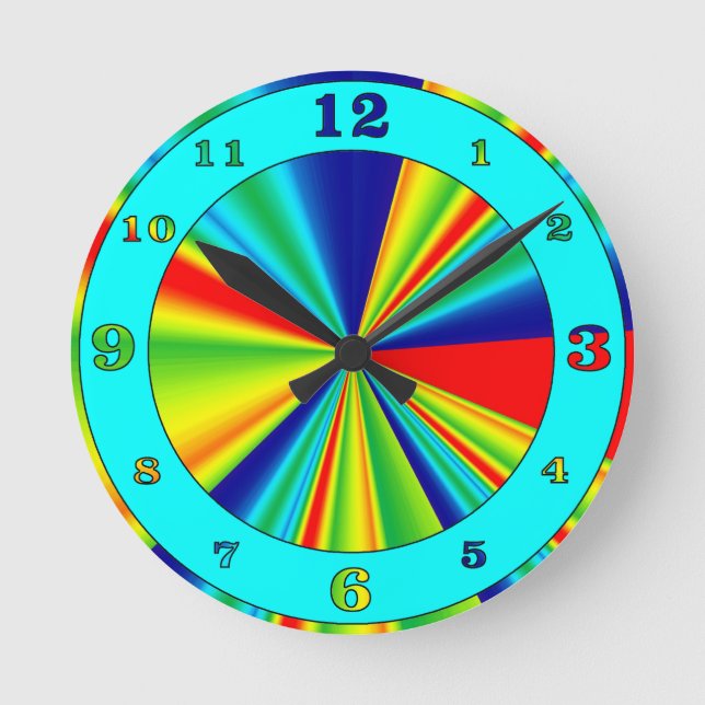 Colourful Stripes Pinwheel Round Clock (Front)