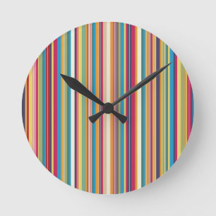 Colourful Stripes Pretty Round Clock