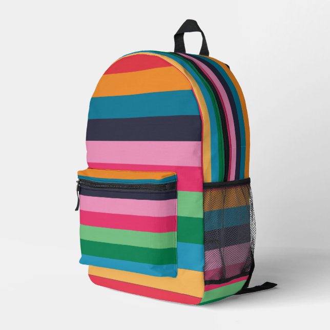 Colourful Stripes Printed Backpack (Back Corner Right)