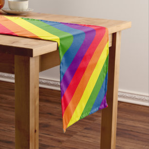 Colourful Stripes Rainbow Colours Diagonal Medium Table Runner