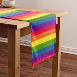 Colourful Stripes Rainbow Colours Long Table Runner